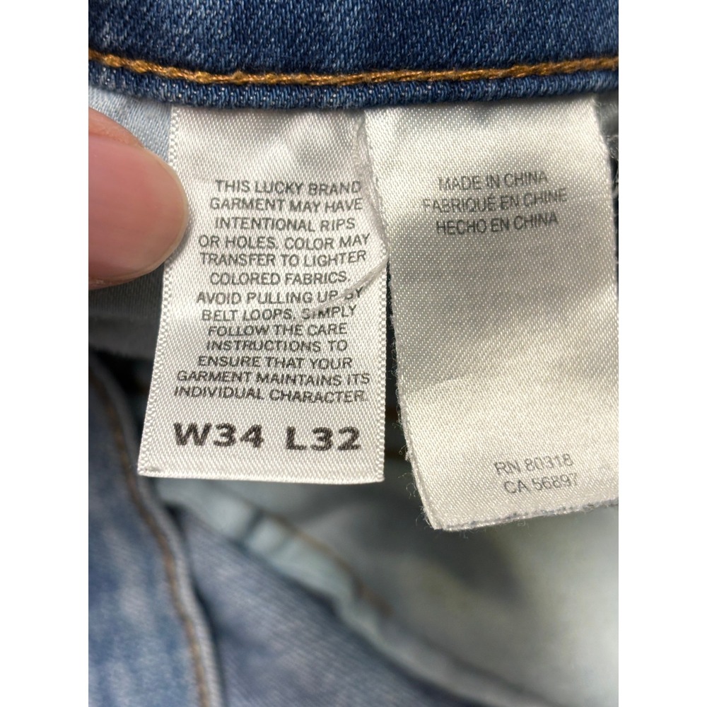 Lucky Brand 329 Classic Straight Mens Blue Denim Jeans 34x32 Medium Wash Stretch - Picture 6 of 16